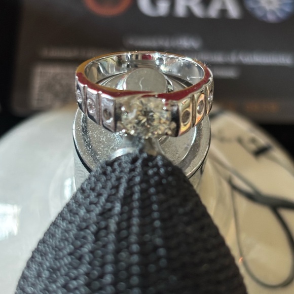 Moissanite Elegant Silver Plated Diamond Ring - Picture 1 of 8